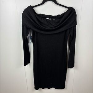 NWT Wilfred Free Aritzia Black Dress Off-Shoulder LBD Bodycon Stretch sz M